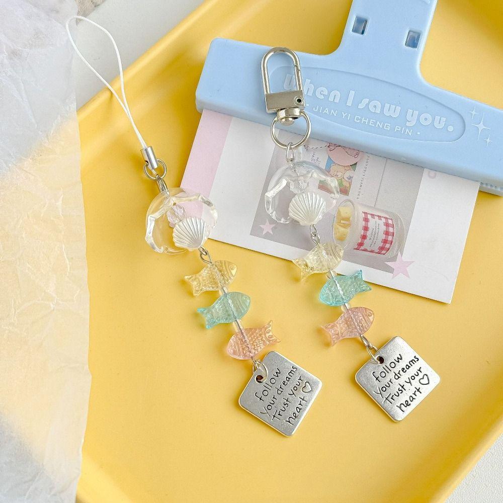Lucky Wind Chime Creative Bag Keychain INS Cute Fish Schoolbag Accessories Decor Kawaii Gift