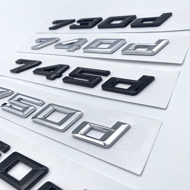 New Font Numbers Letters 730d 740d 745d 750d 760d Top ABS Emblem for BMW 7 Series Car Trunk Nameplate Logo Sticker Black