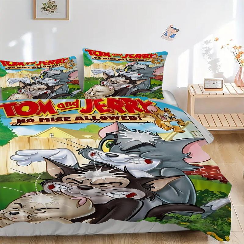 Tom Jerry No Mice Allowed Print 3Pcs Bedding Setduvet Cover With 2 Bedropillowcase Home Birthday Gift