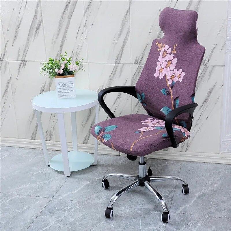 Stretch Game Chair Cover with Headrest for Office Internet Cafe Computer Armrest Gaming Chair Covers Printed Fabric Seat Case