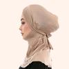 Balaclava Inner Hijabs Women Solid Color Tie Back Elasticity Hijabs Full Cover Head Muslim Soft Cotton Jersey Turban Headscarf
