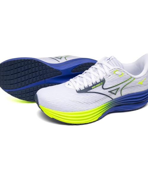 Mizuno Мужские Wave Rider 29 - Белый:Поместье Блю:Молния Желтый [J1GC250353]