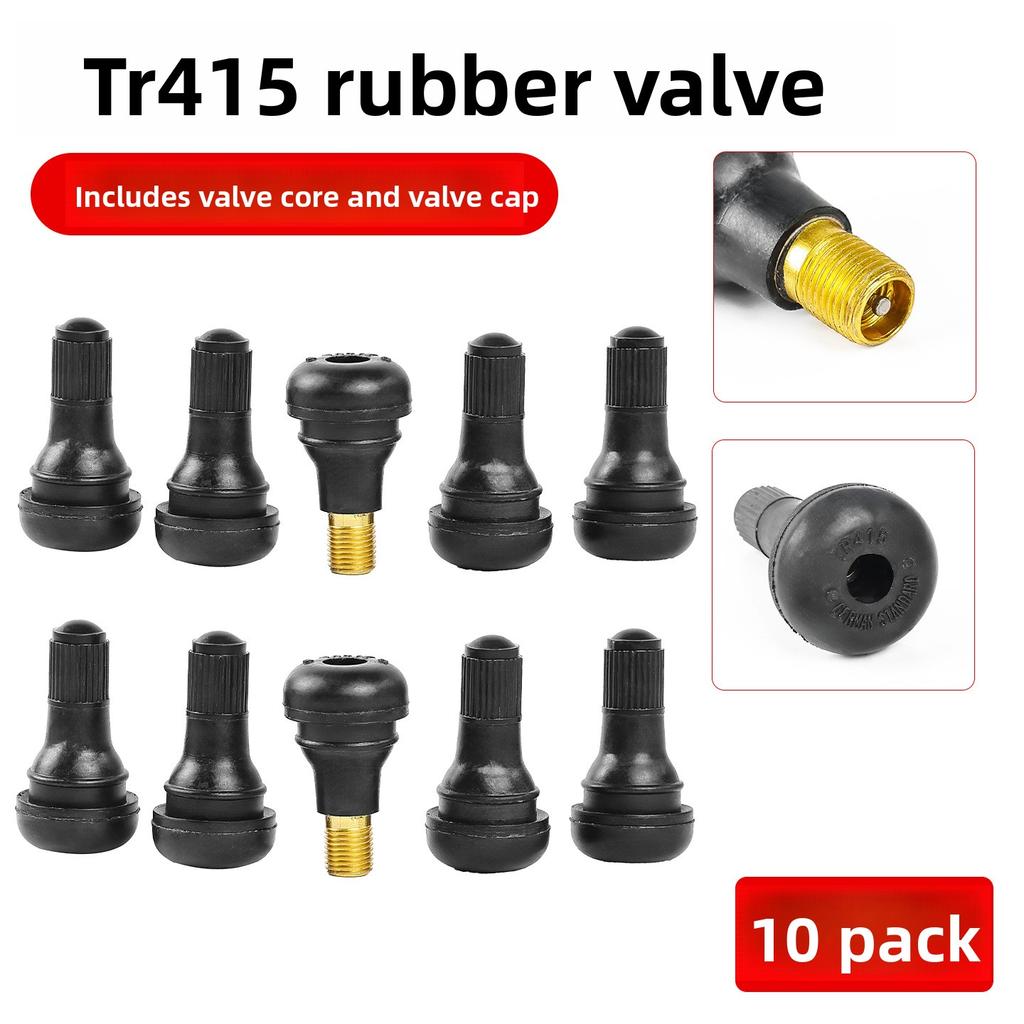 Xiaomi 10PCS Tire Valve Stem TR412/TR413/TR414/TR415 with Dust Cover Car Tubeless Tire Valve Black Rubber Snap on Tire Valve Stem