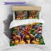 Colorful Dinosaur Jungle Group Print 3‑Pieces Duvet Cover Set Prehistoric Animal Bedding Bedroom Home Decor Without Pillow Core Comforter