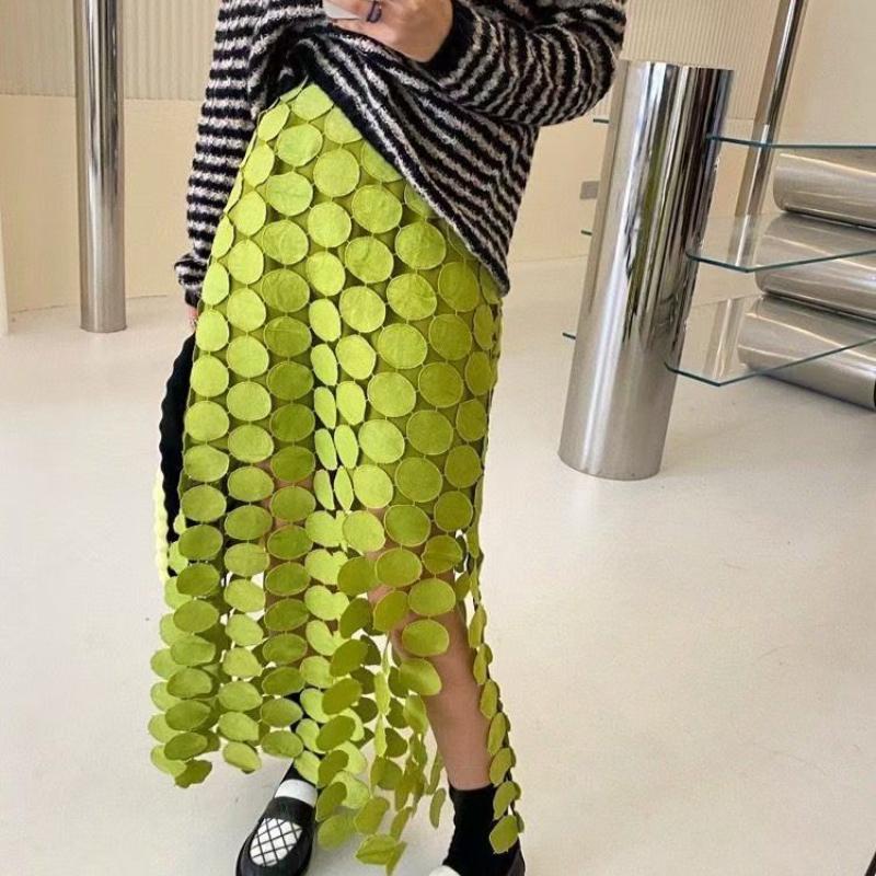 RUGOD Розовая юбка с кисточками, женская летняя новая трехмерная юбка-миди в горошек, полая нерегулярная прямая юбка