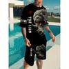 New Summer Fashion Animal Print Suit Black and White Tiger 3D Pattern Outdoor Street Shooting Sportswear Men's Casual Wear