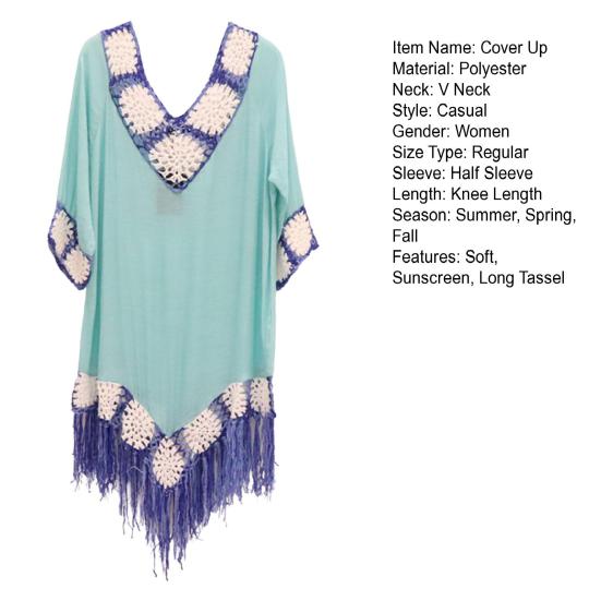 Chic Summer Beach Dress Long Tassel Sunscreen Super Soft Crochet Summer Beach Dress Lady Garment