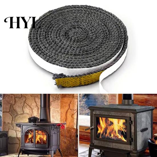 High Temperature Stove Seal Strip 10/12/15MMx2M Fiberglass Fireplace Door Sealing Self-adhesive Wood Tape Replacement Flat Gasket Rope
