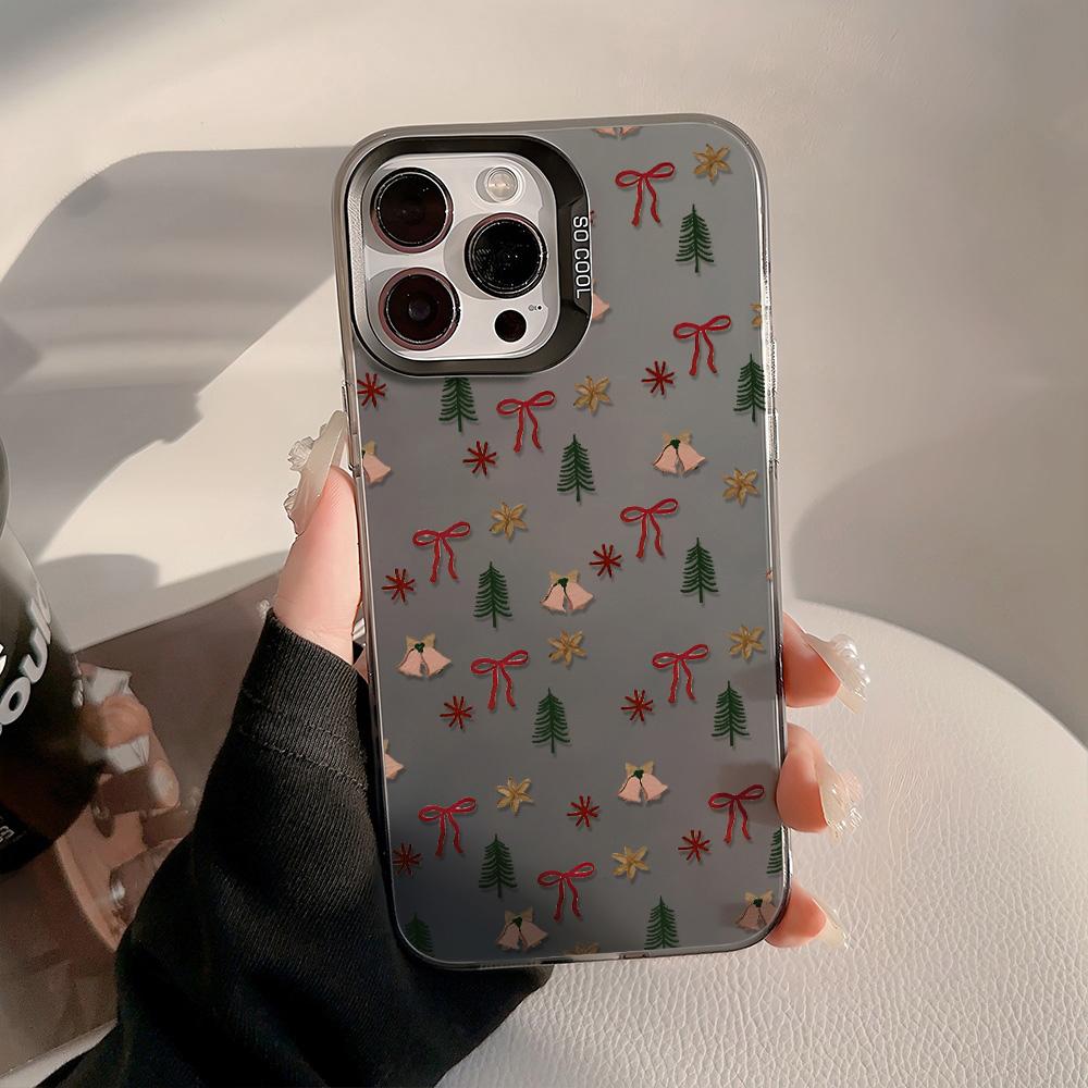 Чехол для телефона 'Снежинки Рождественский Бант' для iPhone 17 Pro Чехол iPhone 16 13 15 14 12 11 17 Pro Max IMD Ударопрочный Бампер