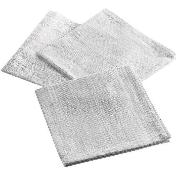 Serviettes de table - Elégance - Argent - 40x40 cm - 84% coton - Lavable en machine