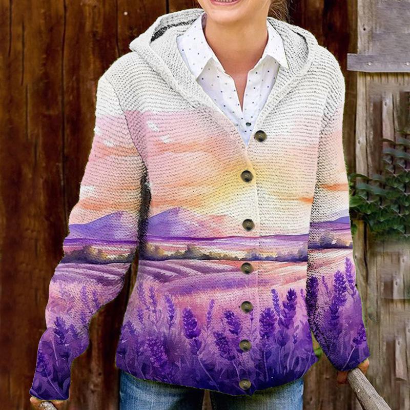 25-Year Cross-Border Hooded Cardigan-Style Fine Knit Sweater Coat