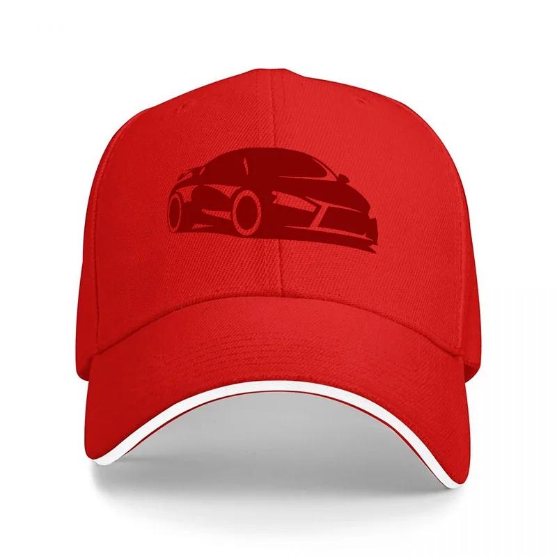 Red Sports Car Logo Black Baseball Cap with White Trim Classic Adjustable Fit for Automotive Enthusiasts and Streetwear Fans