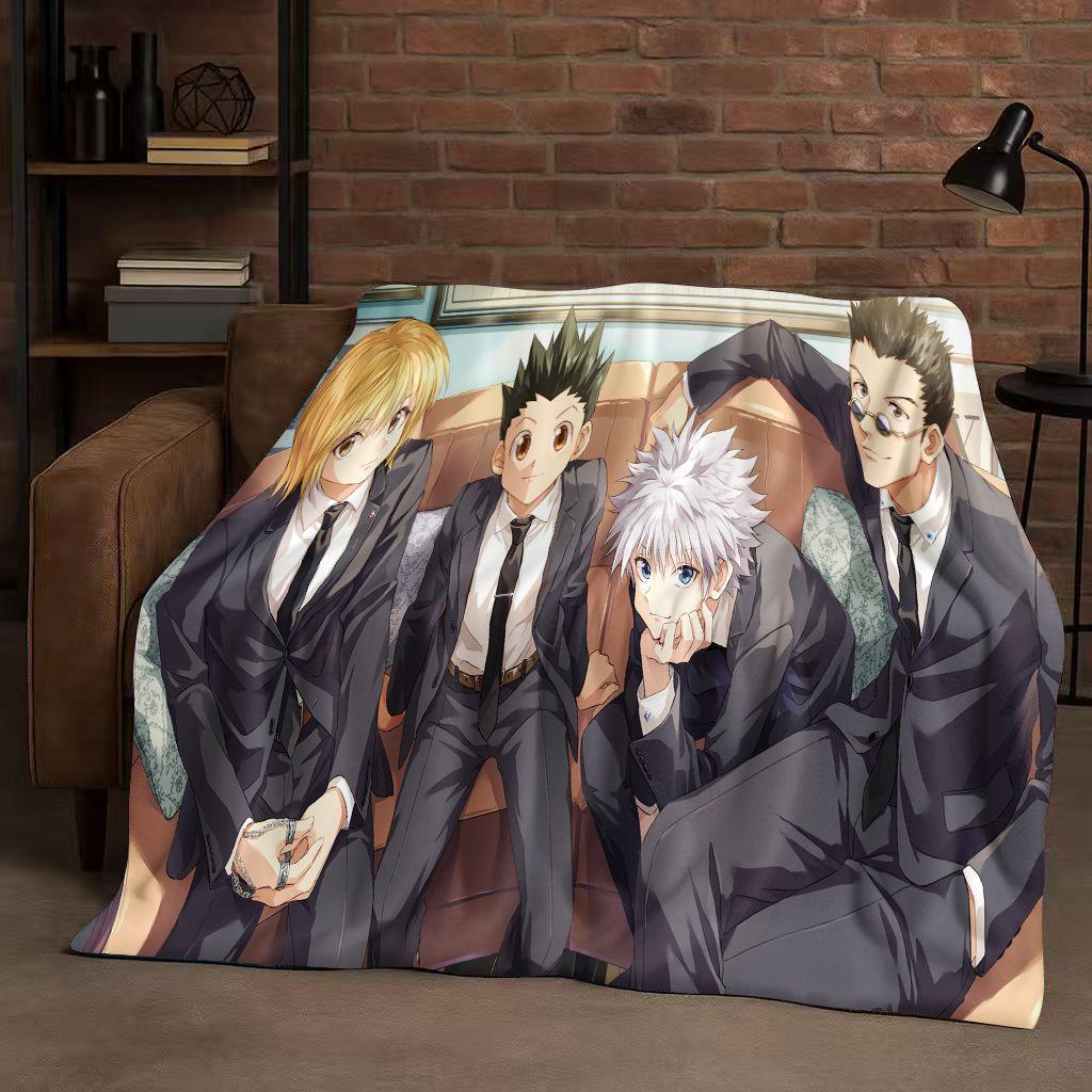 3D Anime Hunter X Hunter Killua Zoldyck Cartoon HXH Flannel Blanket,Ultra Soft Warm Plush Throw for Home Bedroom Bed Sofa Cover