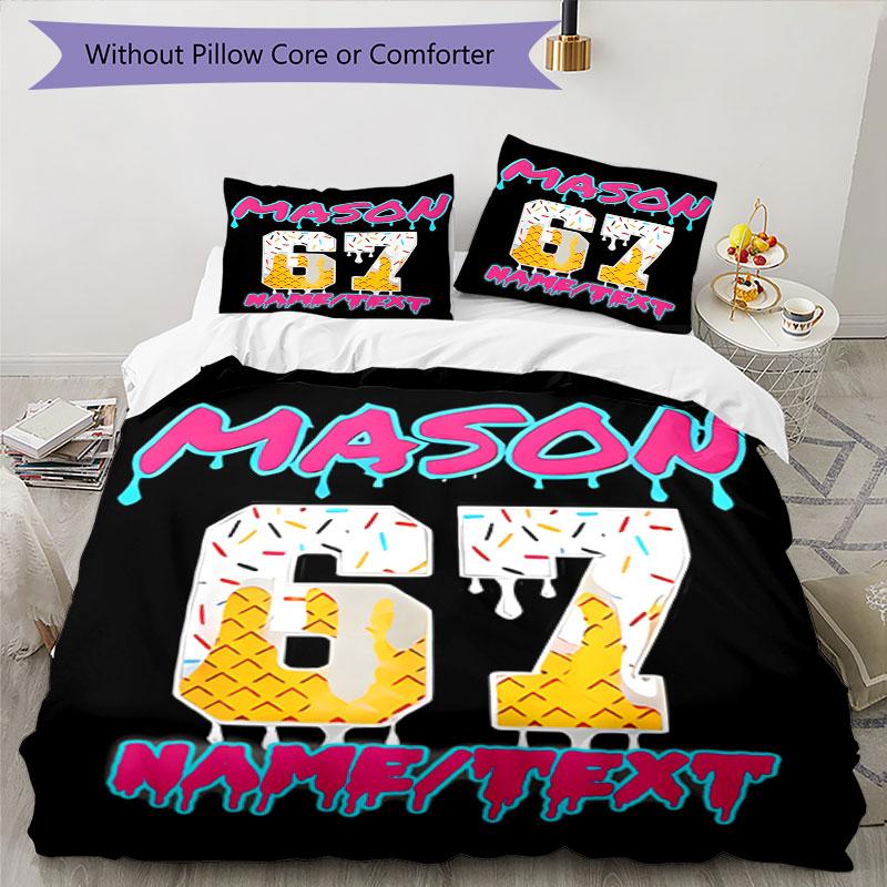 3PC Custom Name Ice Cream Celebration Bedding Set Printed Bedding Set Duvet Cover Closure Includes 1 Duvet Cover & 145 Pillowcases for Bedroom