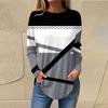 Women's Pullover Tee Shirts Fall Casual Long Sleeve Shirts Sweatshirt Geometric Printing Top