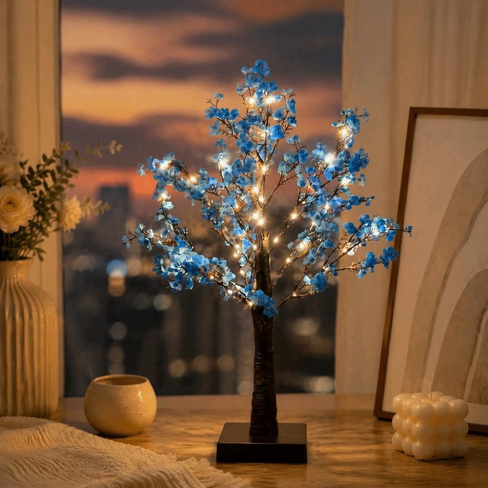 Pink Tree Light Artificial Night Light Romantic Artificial Flower Tree Lamp Living Room