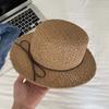 Sun Protection Handwoven Sun Cap Breathable Mesh Flat Top Beach Hat Straw Boater Hat  Resort Wear