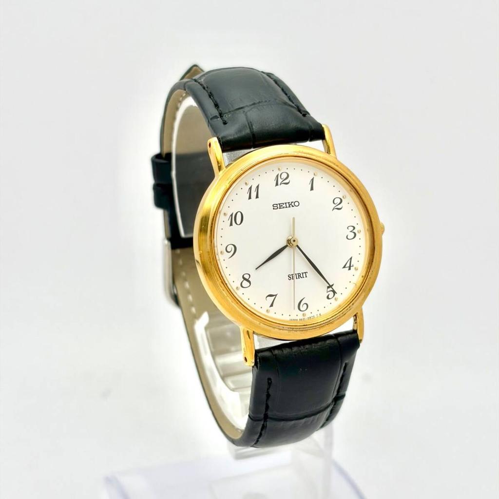 Часы SEIKO Spirit Золотые 840569 Новый ремешок [Новая батарейка] Мужские 5E21-6C00