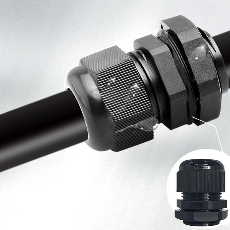 10Pcs Waterproof Cable Gland Cable Entry IP68 PG9 Black Nylon Plastic Connector