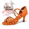 Женские атласные туфли для латинских танцев, вечерние туфли для сальсы и бальных танцев на высоком каблуке 7,5 см