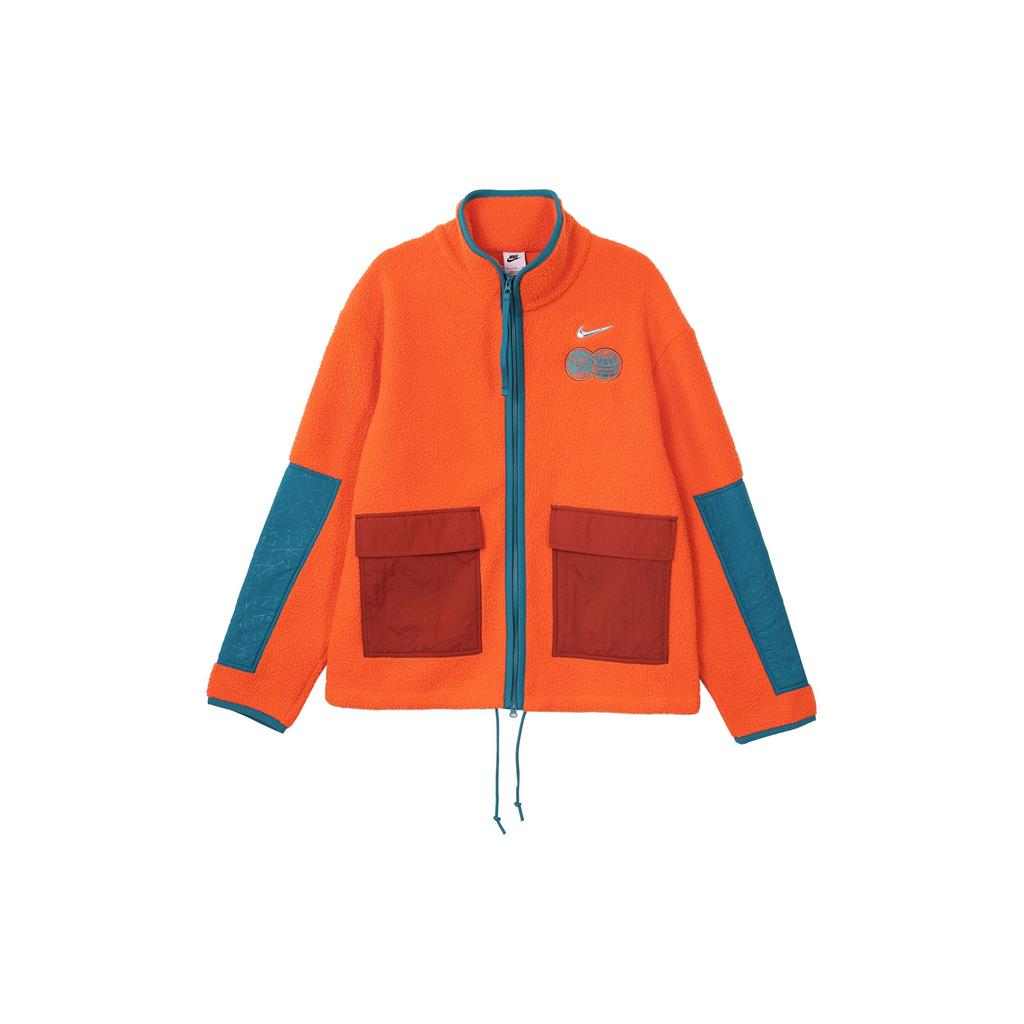 Nike CNY Лоскутная спортивная куртка свободного покроя с воротником-стойкой Мужские куртки кораллово-оранжевые DQ5061-817