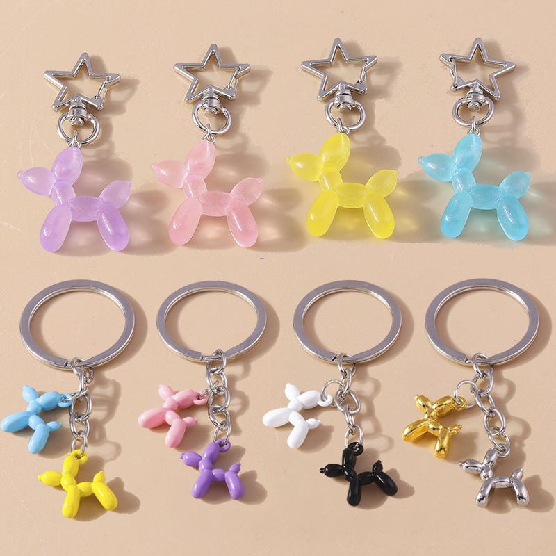 Cute Resin Balloon Dog Keychain Cartoon Animal Keyring for Men Women Car Key Holder Handbag Pendants Jewelry Gift Accessories