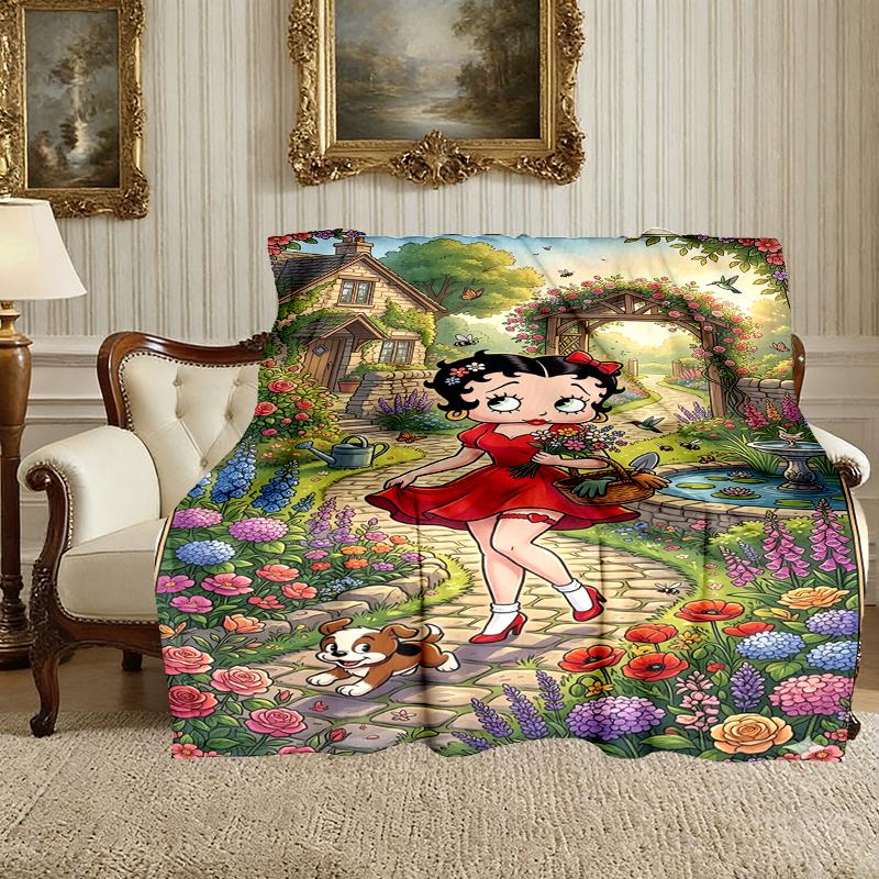 1pc Snug Betty Boop Blanket, Lightweight & Durable Print Blanket, Perfect for Home, Couch, Bed, Picnic, Travel, Office