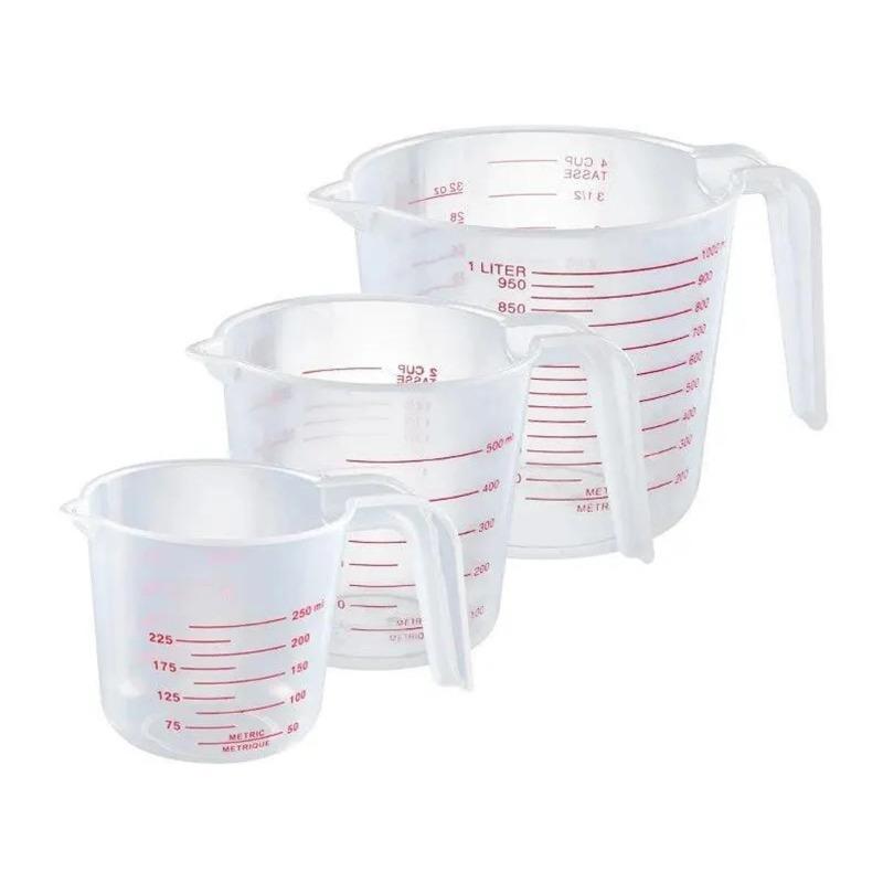 Plastic Transparent Graduated Measures Cup Household Kitchen Baking Measuring Tool Set Handle Design Cups Baking Cold Water Kettle Beaker