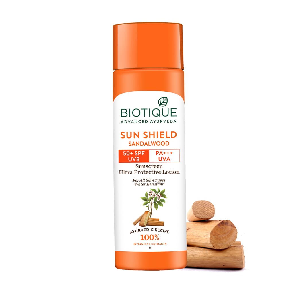 Biotique Био солнцезащитный лосьон для лица SPF 50+ с сандаловым деревом 190 мл – Ультра успокаивающий, водостойкий, натуральная защита