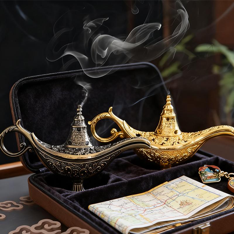 1 шт. Лампа Аладдина Форма Домашний декор Подставка для благовоний Домашний Сложный цветочный дизайн Праздничные подарки