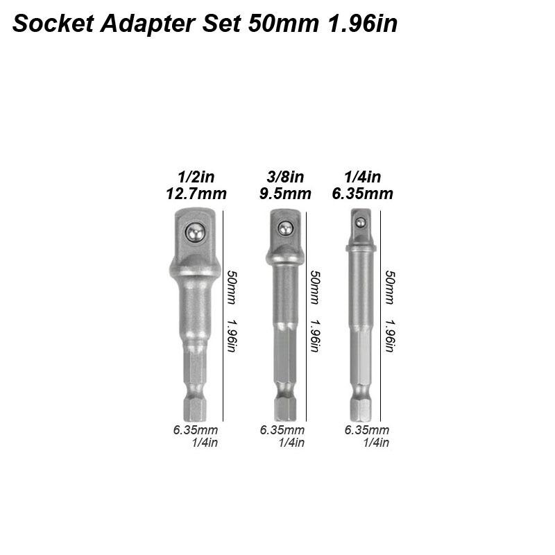 1/4 Hex Shank Convert Socket Adapter for Impact Drill To Wrench Driver Square Converter Bit Conversion Joint Extension Rod Set