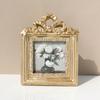 Classic Retro Photo Frame, Vintage Faux Wood Carving Frame, Decorative Desktop/Wall Frame, Gold Floral Engraving, Home Decor, Resin Frame