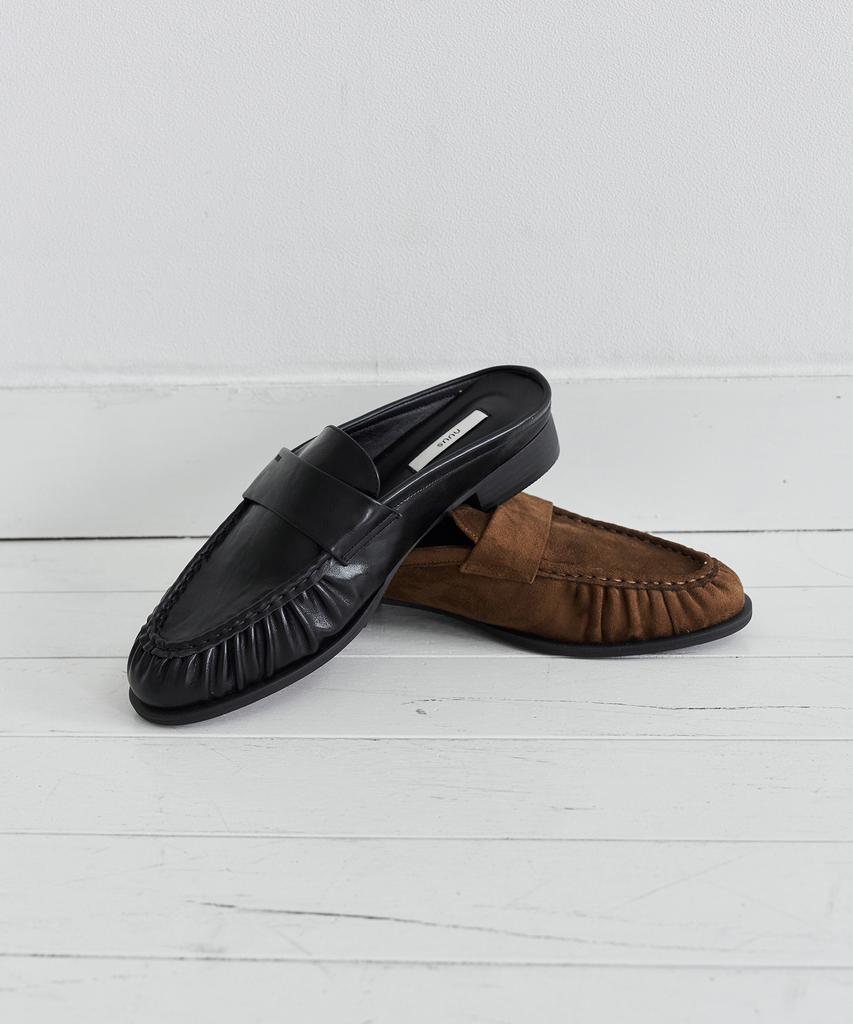 NUUS Maia Shirred Penny Loafer Mules [N139]_2Color