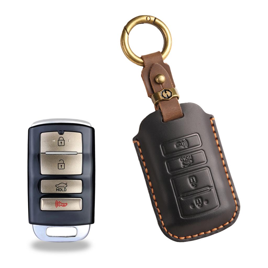 Ретро чехол для ключа подходит для Kia KIA K9, сумка-чехол из натуральной кожи для ключа автомобиля, защитный чехол-кольцо из коровьей кожи ручной работы.