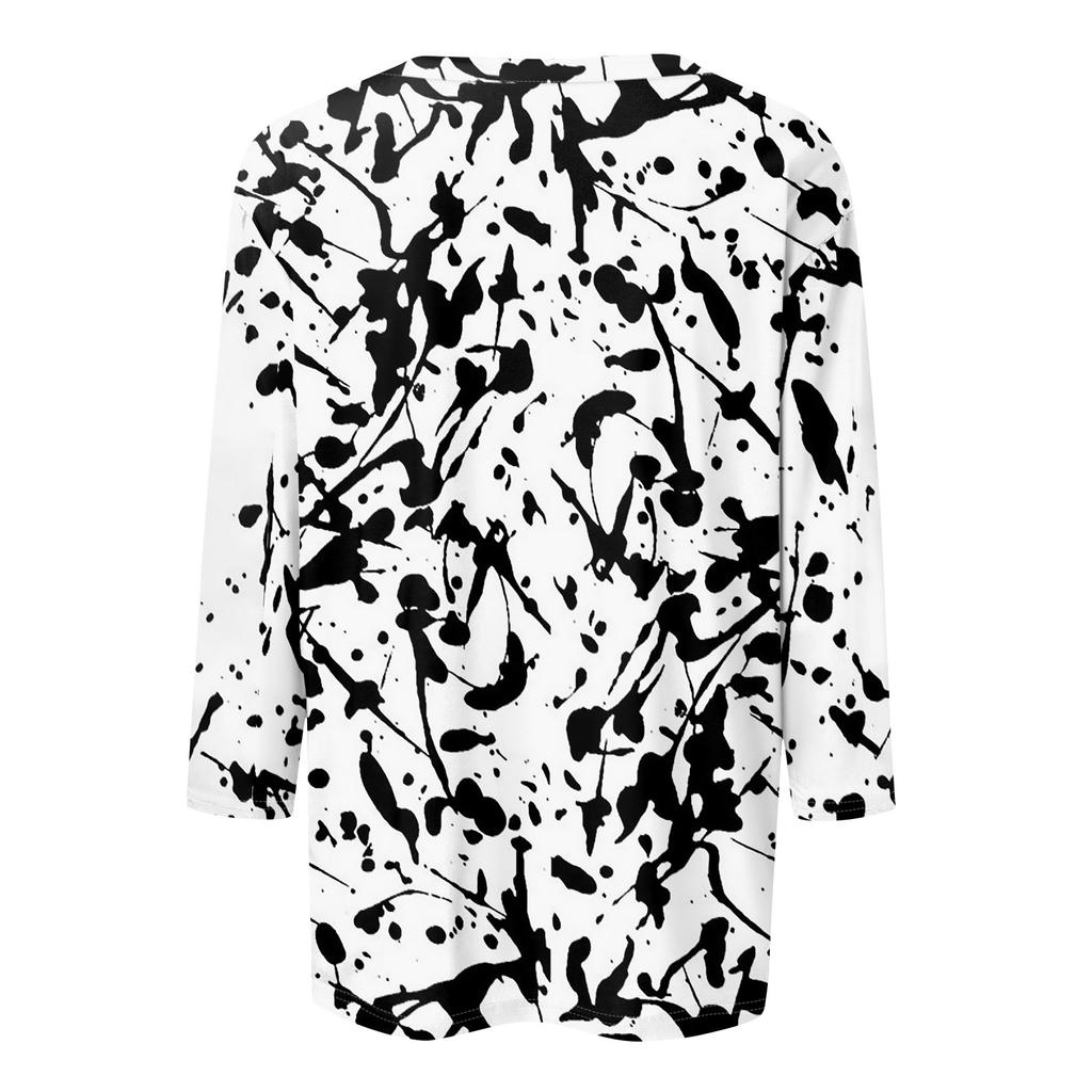 Рубашки с рукавом 3/4 для женщин, футболки с графическим принтом, блузки, повседневные базовые топы, пуловеры