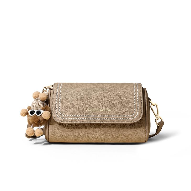 2025 Autumn Winter New Women's Crossbody Bag Genuine Leather Commuter Pillow Bag High-end Single Shoulder Cylinder Bag
