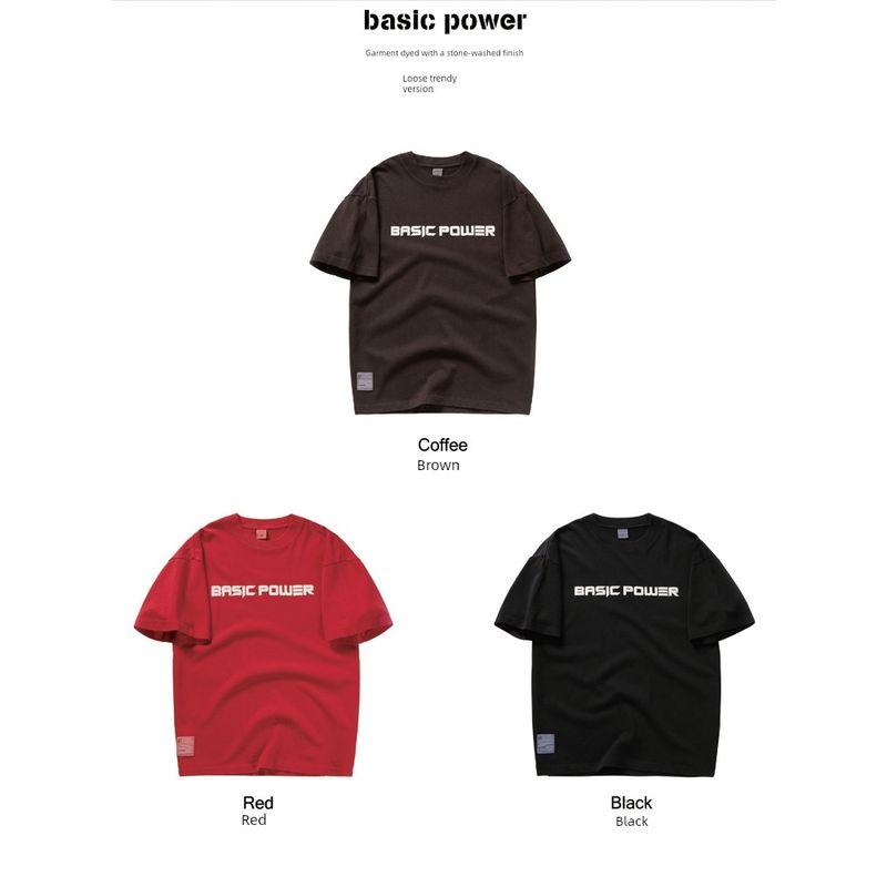 American Street 300G Heavy Weight Loose Pure Cotton Printing T-shirt Men's Short Sleeve Bottoming Foreign Trade Men's T-shirt