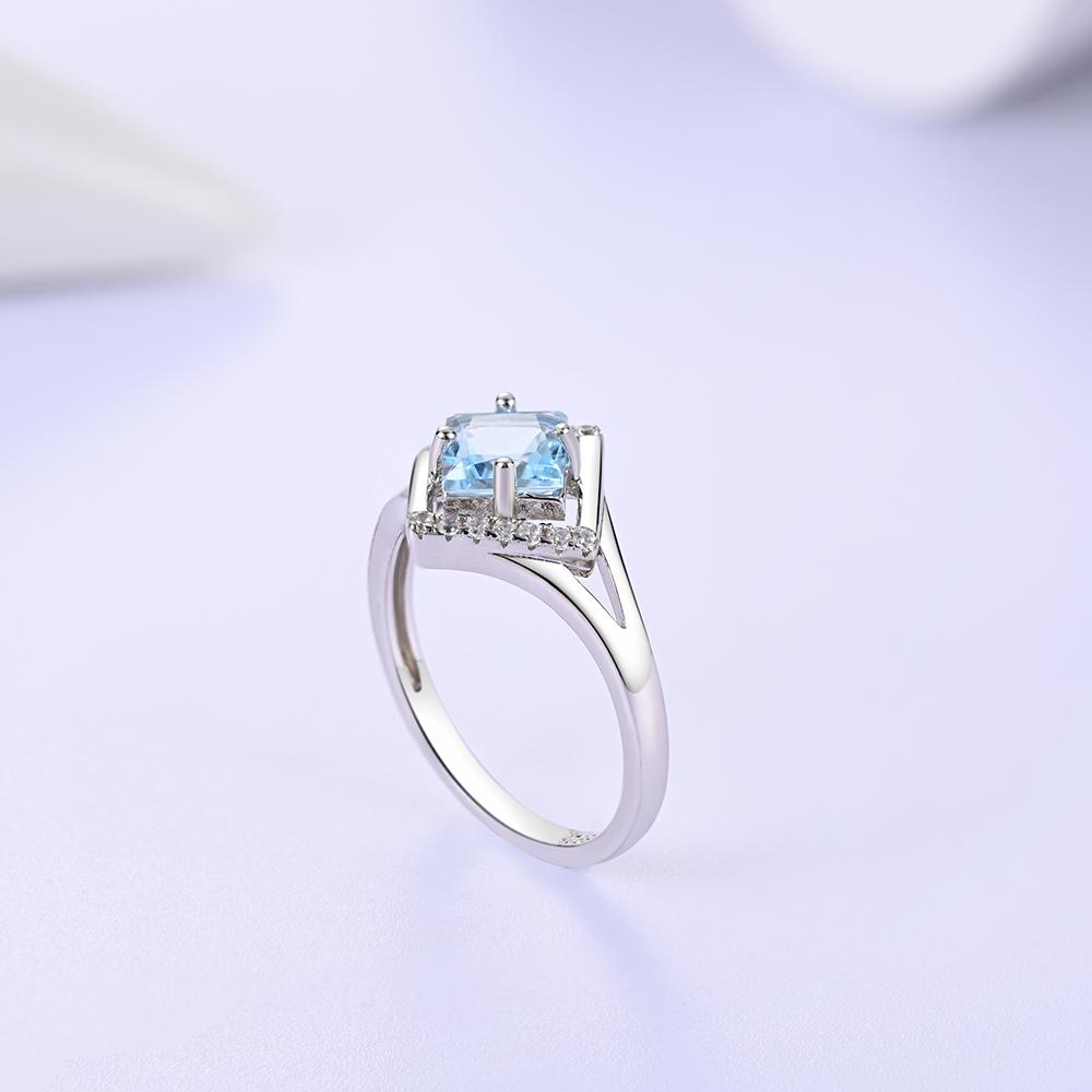 Великолепное кольцо с натуральным небесно-голубым топазом из серебра 925 пробы, элегантное, легкое, роскошное, для женщин, на годовщину, вечеринку или банкет