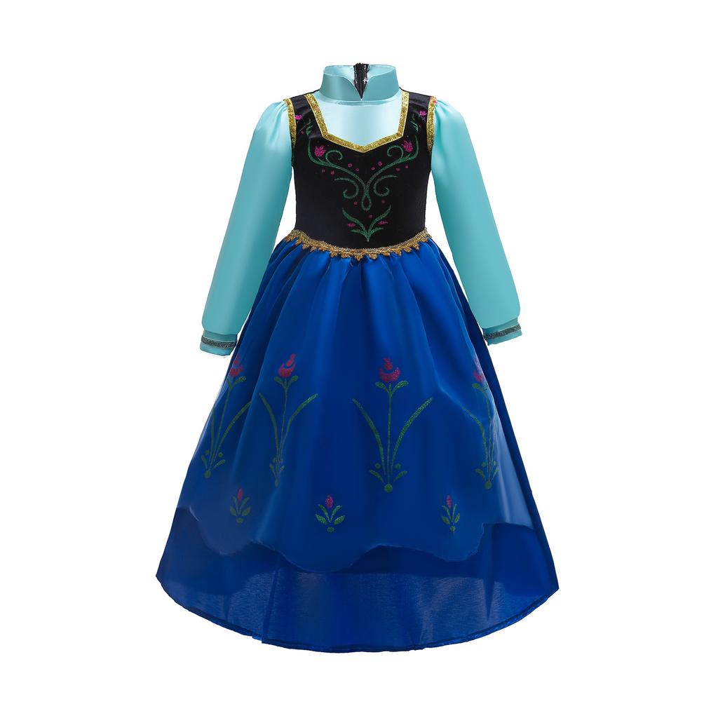 Girls Ice And Snow Princess Cosplay Costume Dress Halloween Kids Anna Role-play Carnival Children Birthday Party Dress