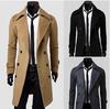 Men Double Breasted Trench Coat Autumn Winter Wool Blend High Quality Fashion Casual Slim Fit Solid Color Male Coat Jacket