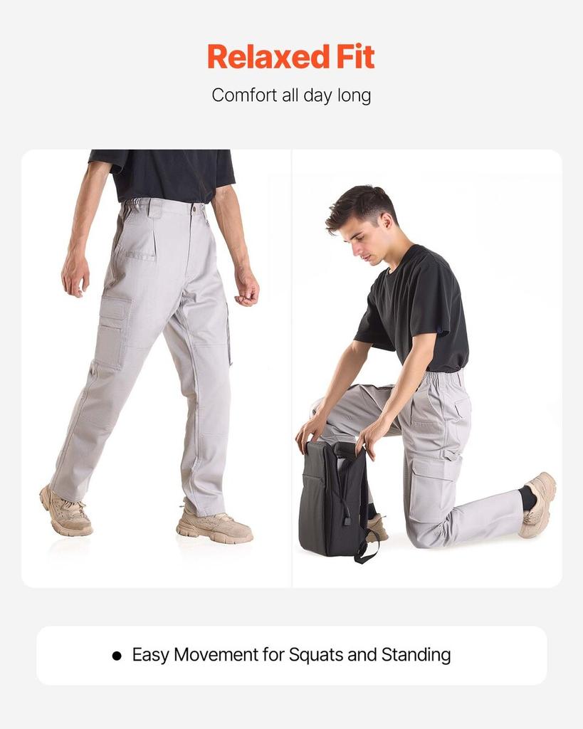 FR Pants for Men, 100% Cotton, Flame-Resistant Cargo Pants with Multi-Pockets and Elastic Waist, Reinforced Tear-proof Stitching, Ideal for Welding