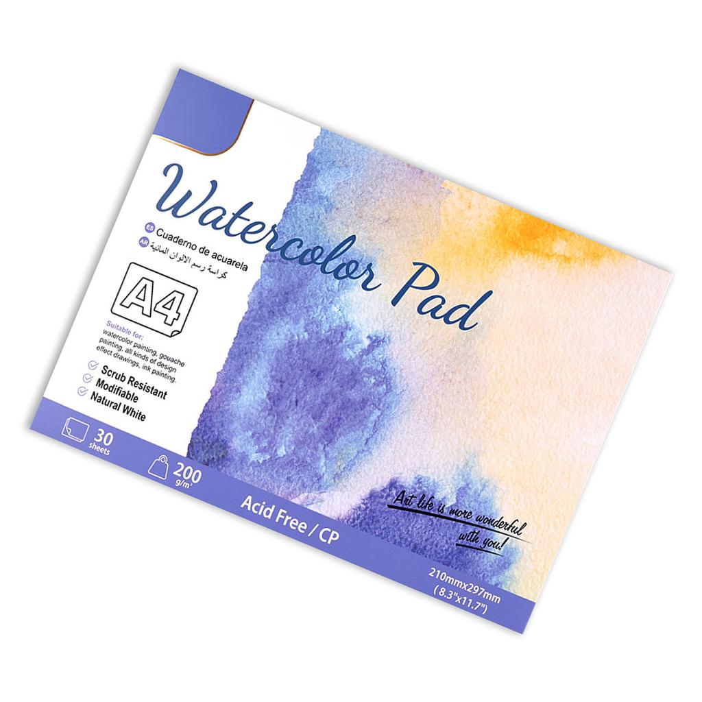 Блокнот для акварельной бумаги Хлопковый Скетчбук для художников Взрослых Студентов Живопись Рисование 200г 30 листов Среднее Зерно