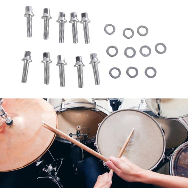 Set of 10 Drum Set Hardware Screws Drum Assembly Screws Drum Maintenance Part Metal Texture for Enhancing Durability