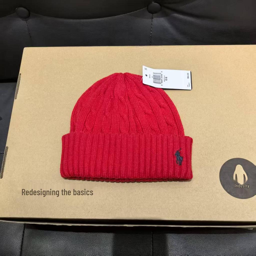 Winter Classic Cable Knit Wool Blend Scarf & Hat Set with Pony Embroidery for Couples