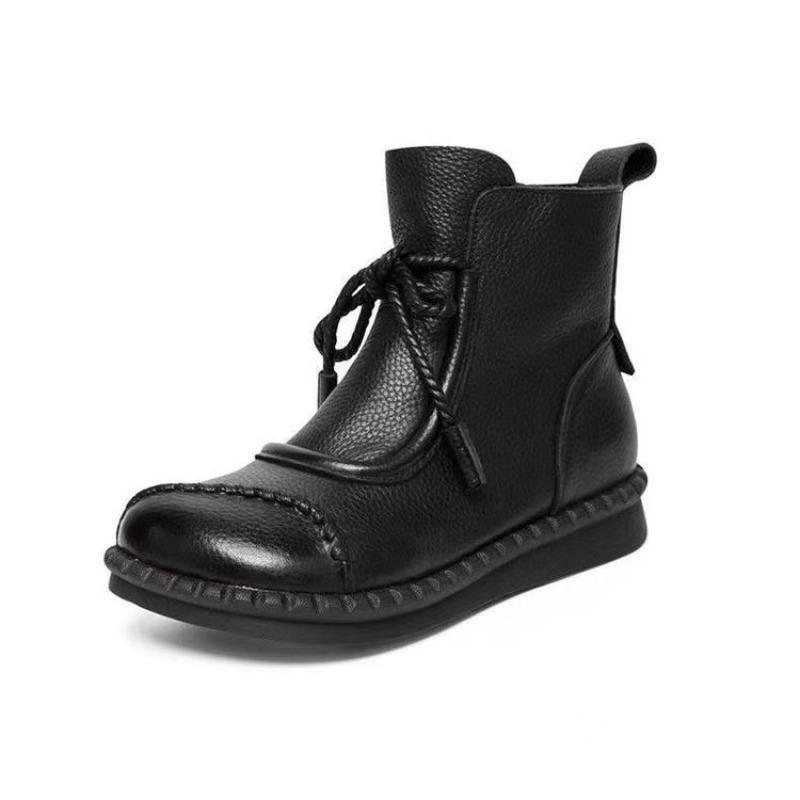 New Autumn and Winter Styles of Flat Shoes, Ankle Boots, Women's Shoes, Soft-soled, Versatile and Retro Fleece Boots