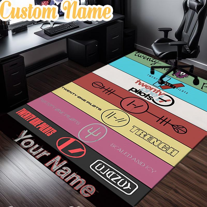 Custom Name Twenty One Pilots Music Evolution Rug, Office Rug, Chair Rug, Carpet for Living Rooms, Doormat Game Rug Home Decor Christmas Gifts