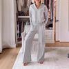 Autumn and Winter V-neck Long Sleeved Loose Solid Color Women's Fashionable Casual Pants Set