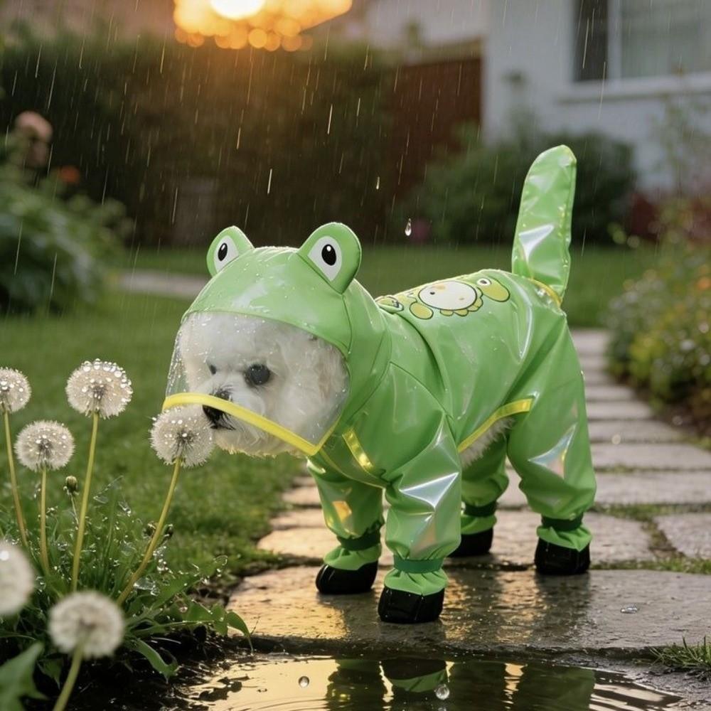 Transparent Hood Four-legged Rain Coat Waterproof Cat Rainproof Pet Clothes Outdoor Use