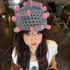 Thick Hair Curler Knitted Hat Soft Curly Hair Yarn Beanie Creative Pullover Cap  Outdoor
