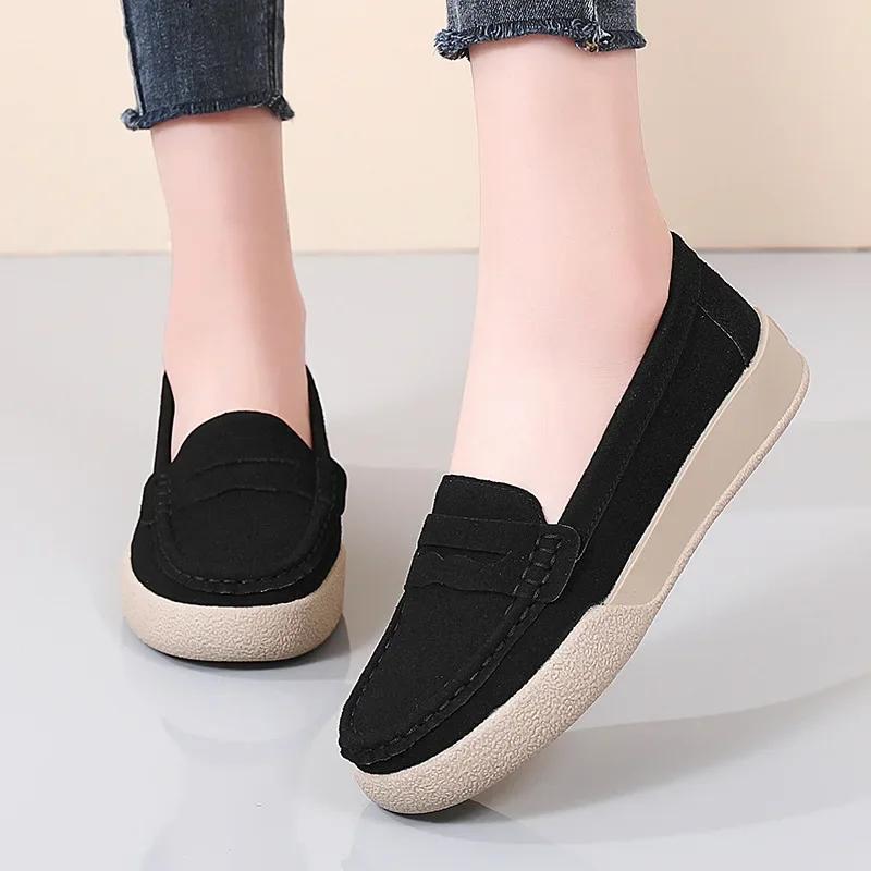 Women Faux Suede Casual Shoes Autumn New Platform Shoes Woman Fashion Brand Designer Women Flat Soft Sole Non-slip Shoes